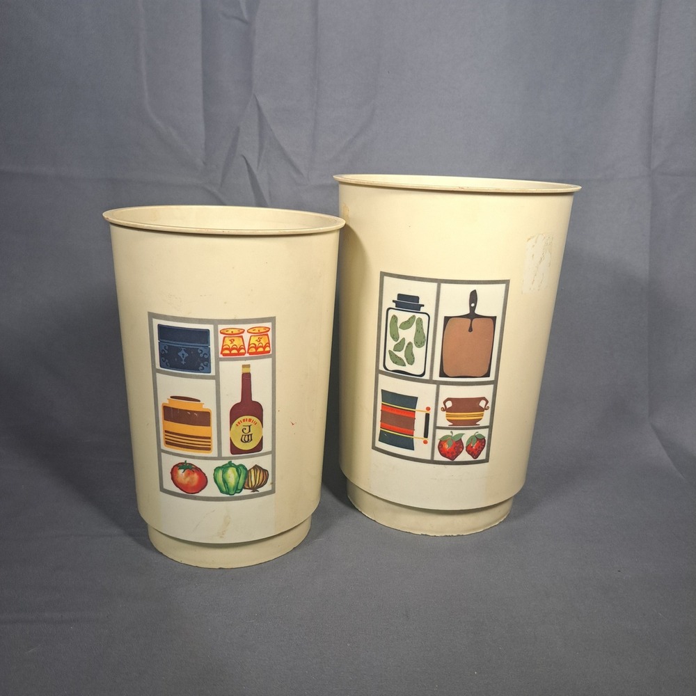 VTG Retro 70s Kitchen Plastic Nesting Canister Set No Lids Kitsch Decor